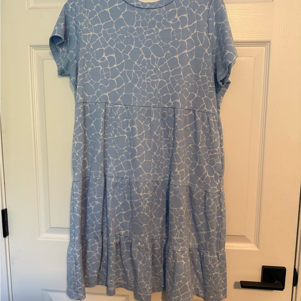 LOFT Blue Short Sleeve Sundress